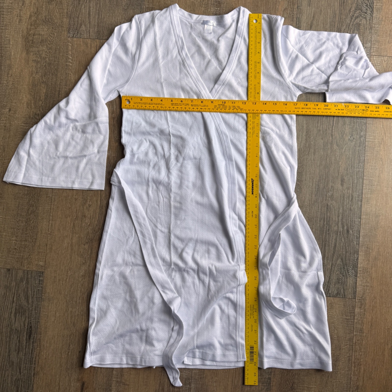 New Lake Pajamas Pointelle Robe White 100% Pima Cotton Wrap Loungewear Xs — image 3 of 5
